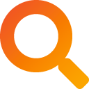 con representing a magnifying glass, symbolizing analysis and research, designed with Propulso’s branding, illustrating data exploration and precision.